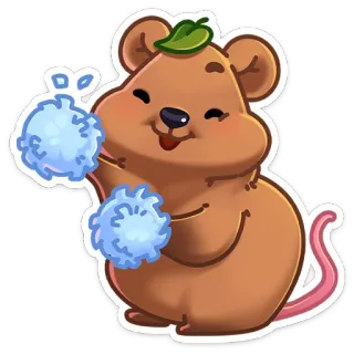 💃 5a46b864 cartoon dier, schattig, quokka, juichen, pompons telegram sticker