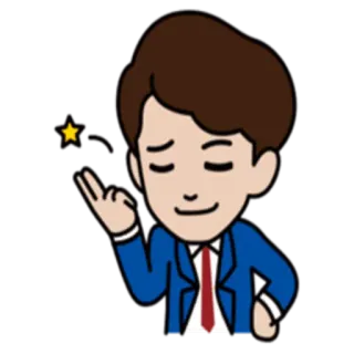 💙 807e4097 การ์ตูน, ตัวละคร, ท่าทาง, สำนักงาน, สูท, เนคไท telegram sticker