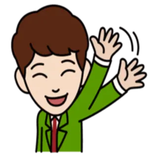 💙 985b8f46 การ์ตูน, ผู้ชาย, โบกมือ, ทักทาย, มีความสุข telegram sticker