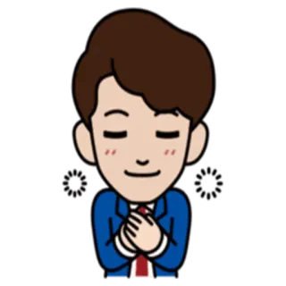 💙 dbb7f5f1 การ์ตูน, ผู้ชาย, สูท, คำอธิษฐาน, ความกตัญญู, ขอบคุณ telegram sticker