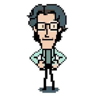 😊 0a57ea22 Pixel art, Personnage, Lunettes, Scientifique, Blouse de laboratoire telegram sticker