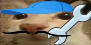 🧢 38a2177f kat, snor, moersleutel, hoed, grappig whatsapp sticker