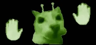 🕺 d659b825 hond, alien, handen, meme whatsapp sticker