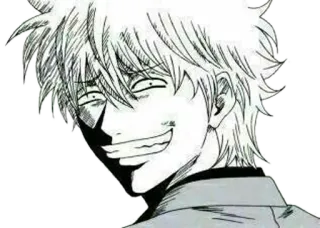 😏 3bff6158 애니메이션, 만화, 표정, 캐릭터, 흰머리, 미소 telegram sticker