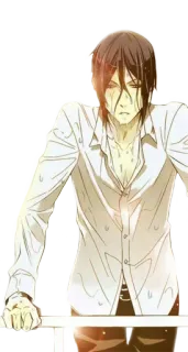 😒 86c29a32 애니메이션, 남성, 흰 셔츠, 젖은, 만화, 캐릭터 telegram sticker