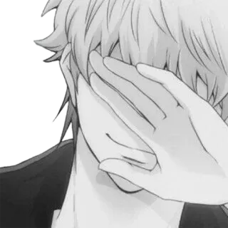 😌 ae93e7b1 애니메이션, 슬픈, 남자, 손, 얼굴, 울음 telegram sticker