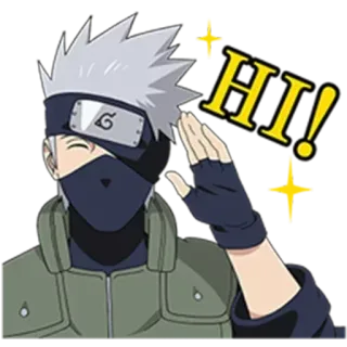 ✋ ae2f84a2 Kakashi Naruto Hi! アニメ, カカシ, ナルト, 挨拶, 忍者, キャラクター whatsapp sticker
