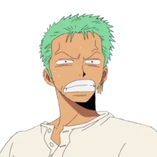 😬 5266d41e Zoro One Piece anime, personaggio, capelli verdi, faccia buffa telegram sticker