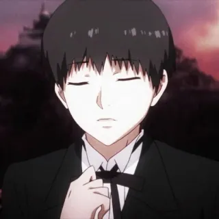 🤵 5cc058b1 Haise Sasaki Tokyo Ghoul anime, character, black hair, suit telegram sticker