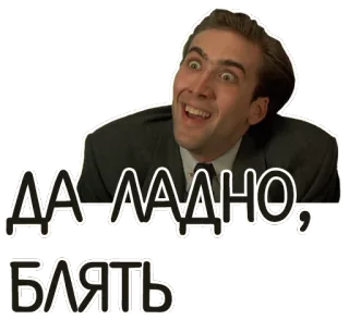 😐 3379a142 Nicolas Cage ДА ЛАДНО, БЛЯТЬ nicolas cage, attore, meme, divertente, espressione, pazzo telegram sticker