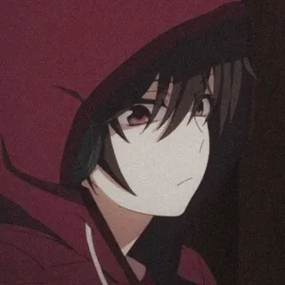 ➖ 00e733da Anime, Anak laki-laki, Hoodie, Mata merah, Rambut cokelat whatsapp sticker