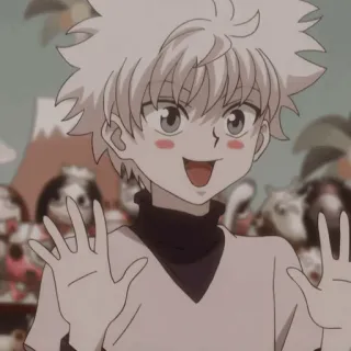 ➖ 573c3bbe Killua Zoldyck Hunter x Hunter Anime, Anak laki-laki, Senang, Kartun, Anak, Killua whatsapp sticker