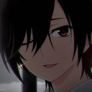 ➖ a3f2ce23 anime, rambut hitam, seringai, laki-laki, animasi whatsapp sticker