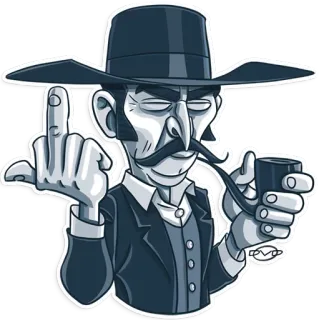 👆 62a963ec doigt d'honneur, offensant, dessin animé, homme, chapeau, pipe, geste telegram sticker