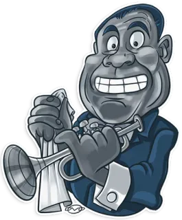 😬 81e635b6 dessin animé, jazz, trompette, musique, musicien, instrument telegram sticker