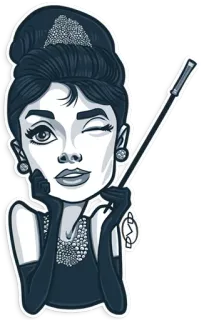 😉 ff6c2f80 Audrey Hepburn Breakfast at Tiffany's Audrey Hepburn, Diamants sur canapé, Film, Actrice, Classique, Style, Clin d'œil telegram sticker