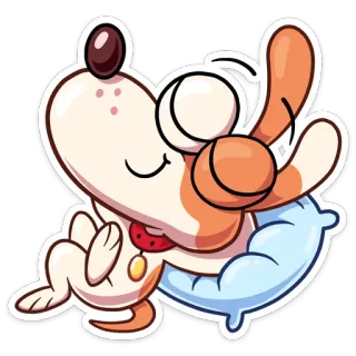 ☺️ 5e12efcb perro, dibujos animados, durmiendo, almohada, lindo, animal telegram sticker