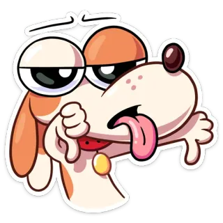 👎 9862dbdf 개, 만화, 싫어요, 싫음, 혀, 스티커 telegram sticker