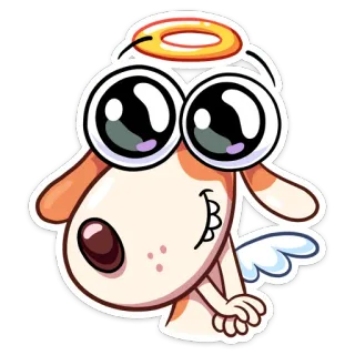 😇 d9ee6231 개, 천사, 후광, 귀여운, 만화, 스티커, 날개, 웃긴, 사랑스러운 telegram sticker