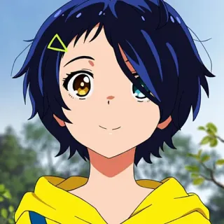 🥖 9ea39e15 Ai Ohto Wonder Egg Priority Anime, Personnage, Fille, Cheveux bleus, Jaune, Mignon, Wonder Egg Priority telegram sticker