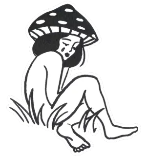 😒 d4d1b779 キノコ, 女性, 悲しい, 泣く, 植物, ファンタジー, 自然, 涙 telegram sticker