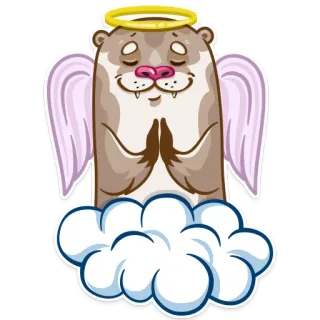 😇 1c751c8b Otter, Engel, Wolke, Süß, Cartoon, Tier whatsapp sticker