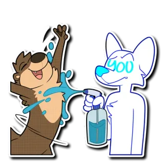 💧 1ec2f9a9 you Мультфильм, Животное, Вода, Спрей, Пушистый telegram sticker