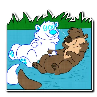 🤗 48170c8e you Выдра, Медведь, Животное, Милый, Вода, Мультфильм telegram sticker