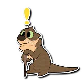 ❗️ 73ff07be выдра, мультфильм, животное, восклицание, точка, милый, трость telegram sticker