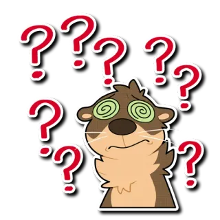 ❓ 83419857 выдра, вопросительные знаки, в замешательстве, в головокружении, мультфильм, животное telegram sticker