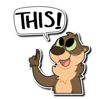 ☝️ d5404fc5 THIS! выдра, указывает, пузырь речи, мультфильм, милый telegram sticker