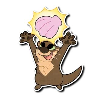 🐚 eb043127 Выдра, Морское животное, Моллюск, Счастливый, Мультфильм telegram sticker