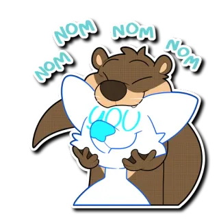 👅 ed6a74f6 NOM NOM NOM выдра, ням, милый, животное, еда, мультфильм telegram sticker