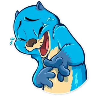 😂 a014c41f berang-berang, tertawa, senang, menangis, biru, kartun telegram sticker