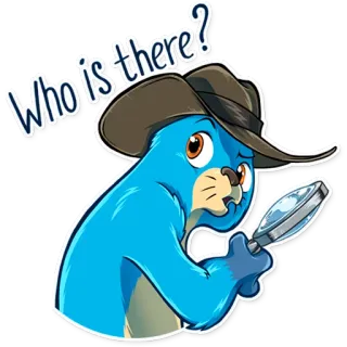 🕵 fe30f9f6 Who is there? detektif, anjing laut, kaca pembesar, kartun, binatang, investigasi, penasaran telegram sticker