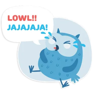 😂 d06ef92c LOWL!! JAJAJAJA! сова, смех, юмор, мультфильм, смешной, лол, хахаха, животное telegram sticker