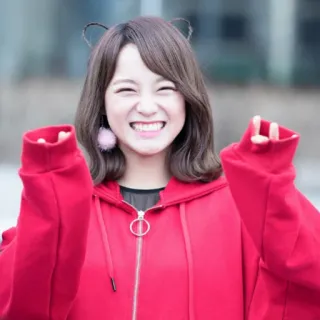 🤗 d49ef0bf carino, sorriso, orecchie da orso, felice, donna, persona telegram sticker