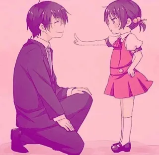 🍼 1a986130 Anime, Meisje, Vader, Man, Leuk, Roze whatsapp sticker