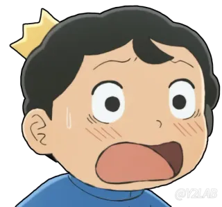 😦 b0be9d04 @Y2LAB anime, desenho animado, rei, coroa, surpreso, chocado, preocupado telegram sticker