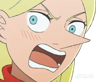 😨 c3f0b90a anime, desenho animado, bravo, rosto, expressão, loira, mulher telegram sticker