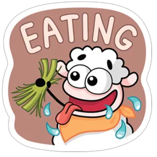 😊 2cceafe0 EATING mangiare, pecora, cartone animato, cibo, animale telegram sticker