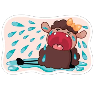 😊 51b9fe3d pecora, piangere, cartone animato, triste, lacrime, animale telegram sticker