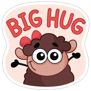 😊 a02cdeab BIG HUG pecora, abbraccio, carino, animale, cartone animato, amicizia, amore, fiocco telegram sticker