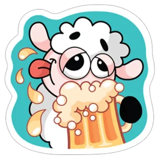 😊 c255e4a4 pecora, birra, alcol, cartone animato telegram sticker