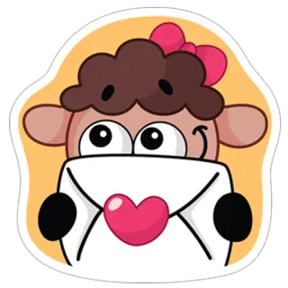 😊 e7a53646 adesivo, pecora, animale, lettera d'amore, cuore, cartone animato, carino telegram sticker