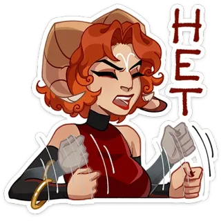 ⭐ 164003ac HET femme, colère, cornes, cheveux roux, hétéro, mème, dessin animé whatsapp sticker