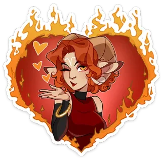 😘 c6a73d1f démon, succube, diable, dessin animé, fantaisie, femme, cœur, flammes whatsapp sticker
