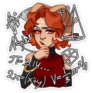 🤔 e19424fc 3.14... mathématiques, formule, géométrie, diagramme, cornes de bélier, autocollant, personnage, maths whatsapp sticker