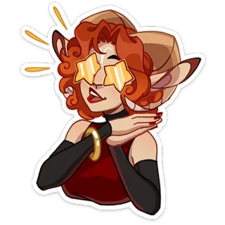 ⭐ fbffbd3b femme, dessin animé, portrait, femme, étoiles, cheveux roux, fantaisie whatsapp sticker