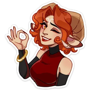 👌 fcbaf626 femme, personnage, dessin animé, démon, cornes, geste ok whatsapp sticker